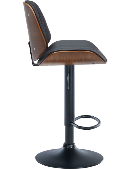 Tabouret de bar réglable en polyuréthane noir et noyer 49,5 x 50 x 90 à 111 cm Velaro