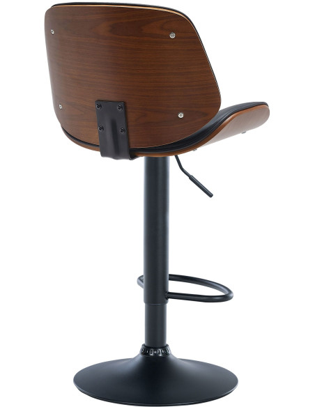 Tabouret de bar réglable en polyuréthane noir et noyer 49,5 x 50 x 90 à 111 cm Velaro