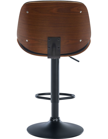 Tabouret de bar réglable en polyuréthane noir et noyer 49,5 x 50 x 90 à 111 cm Velaro
