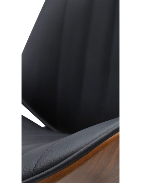 Tabouret de bar réglable en polyuréthane noir et noyer 49,5 x 50 x 90 à 111 cm Velaro