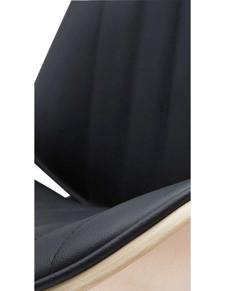 Tabouret de bar réglable en polyuréthane noir et bois naturel 49,5 x 50 x 90 à 111 cm Velaro