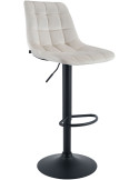 Tabouret de bar réglable en velours crème et métal noir 44 x 50 x 108 cm Lioran