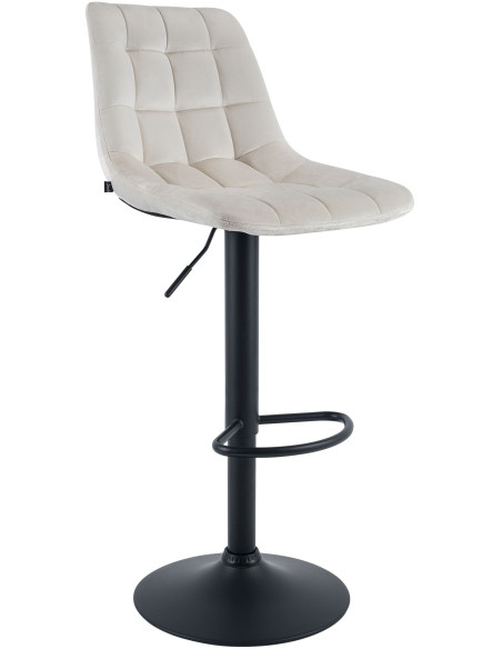 Tabouret de bar réglable en velours crème et métal noir 44 x 50 x 108 cm Lioran