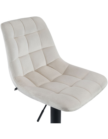 Tabouret de bar réglable en velours crème et métal noir 44 x 50 x 108 cm Lioran