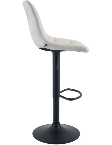 Tabouret de bar réglable en velours crème et métal noir 44 x 50 x 108 cm Lioran