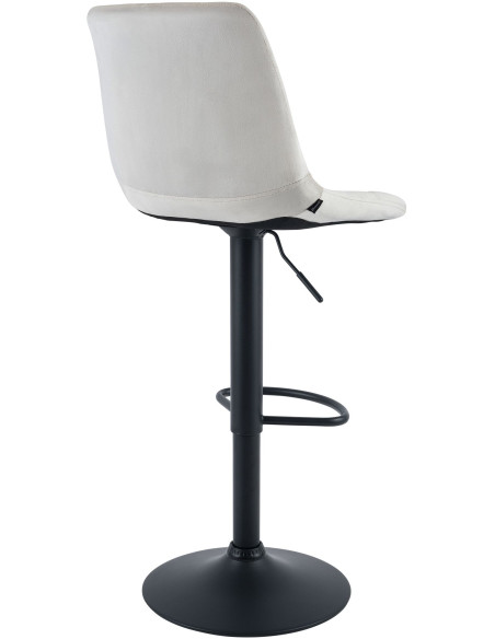 Tabouret de bar réglable en velours crème et métal noir 44 x 50 x 108 cm Lioran