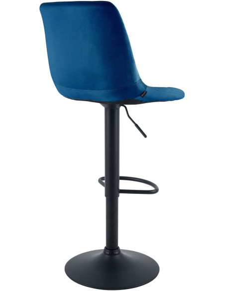 Tabouret de bar réglable en velours bleu et métal noir 44 x 50 x 108 cm Lioran