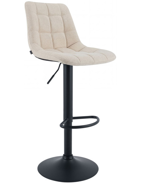 Tabouret de bar réglable en tissu crème et métal noir 44 x 50 x 108 cm Lioran