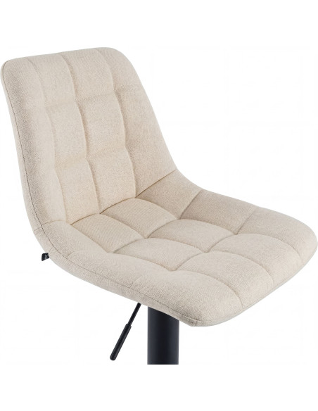 Tabouret de bar réglable en tissu crème et métal noir 44 x 50 x 108 cm Lioran