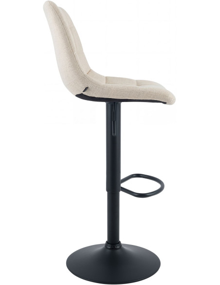 Tabouret de bar réglable en tissu crème et métal noir 44 x 50 x 108 cm Lioran