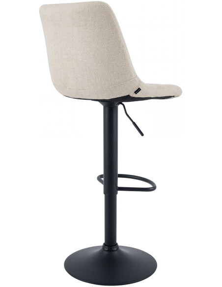 Tabouret de bar réglable en tissu crème et métal noir 44 x 50 x 108 cm Lioran