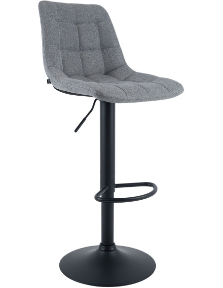 Tabouret de bar réglable en tissu gris et métal noir 44 x 50 x 108 cm Lioran