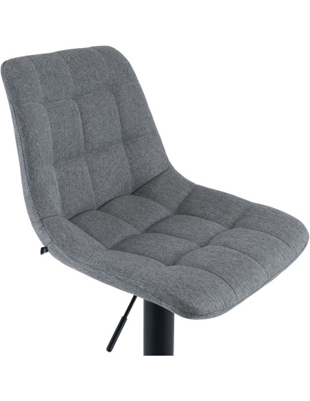 Tabouret de bar réglable en tissu gris et métal noir 44 x 50 x 108 cm Lioran