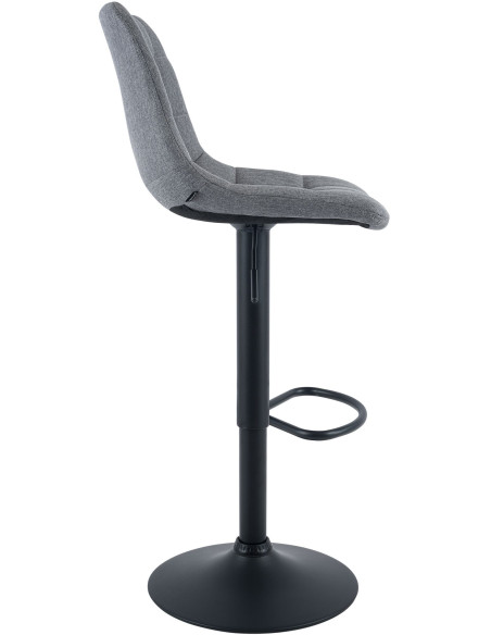 Tabouret de bar réglable en tissu gris et métal noir 44 x 50 x 108 cm Lioran