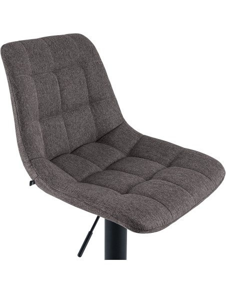 Tabouret de bar réglable en tissu gris foncé et métal noir 44 x 50 x 108 cm Lioran