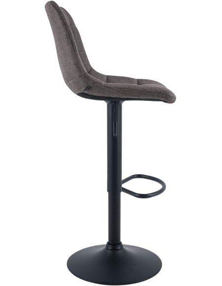 Tabouret de bar réglable en tissu gris foncé et métal noir 44 x 50 x 108 cm Lioran