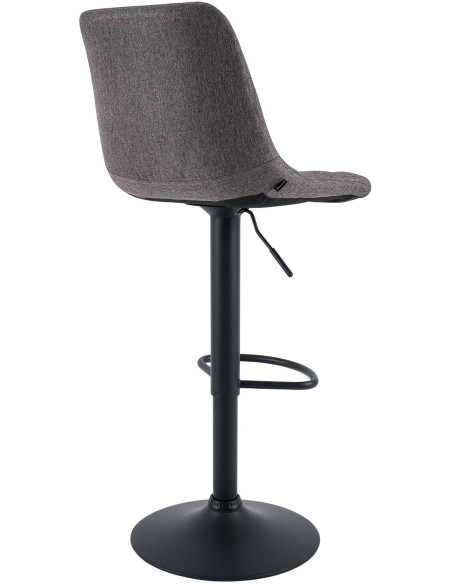 Tabouret de bar réglable en tissu gris foncé et métal noir 44 x 50 x 108 cm Lioran
