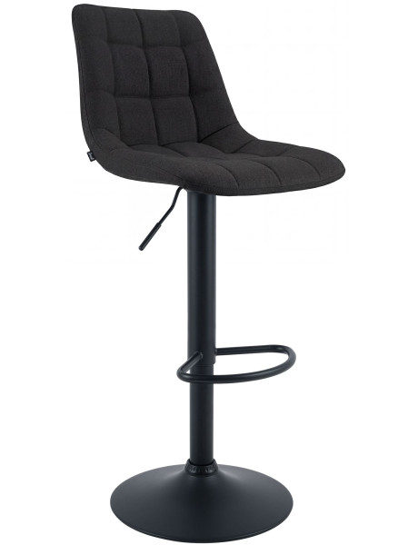 Tabouret de bar réglable en tissu noir et métal noir 44 x...