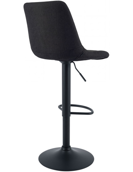 Tabouret de bar réglable en tissu noir et métal noir 44 x 50 x 108 cm Lioran