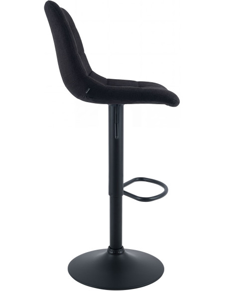 Tabouret de bar réglable en tissu noir et métal noir 44 x 50 x 108 cm Lioran