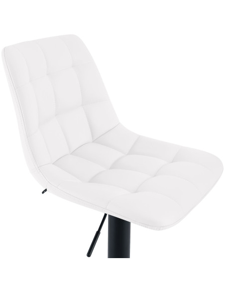 Tabouret de bar réglable en revêtement synthétique blanc et métal noir 44 x 50 x 108 cm Lioran