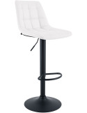 Tabouret de bar réglable en revêtement synthétique blanc et métal noir 44 x 50 x 108 cm Lioran
