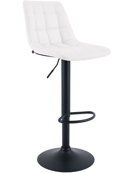Tabouret de bar réglable en revêtement synthétique blanc et métal noir 44 x 50 x 108 cm Lioran