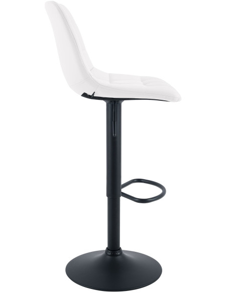 Tabouret de bar réglable en revêtement synthétique blanc et métal noir 44 x 50 x 108 cm Lioran