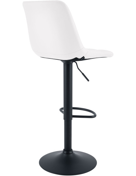 Tabouret de bar réglable en revêtement synthétique blanc et métal noir 44 x 50 x 108 cm Lioran