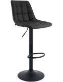 Tabouret de bar réglable en revêtement synthétique noir et métal noir 44 x 50 x 108 cm Lioran