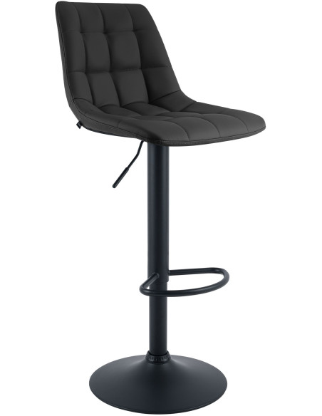 Tabouret de bar réglable en revêtement synthétique noir et métal noir 44 x 50 x 108 cm Lioran