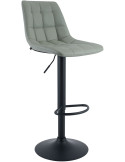 Tabouret de bar réglable en revêtement synthétique gris et métal noir 44 x 50 x 108 cm Lioran