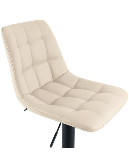 Tabouret de bar réglable en revêtement synthétique crème et métal noir 44 x 50 x 108 cm Lioran