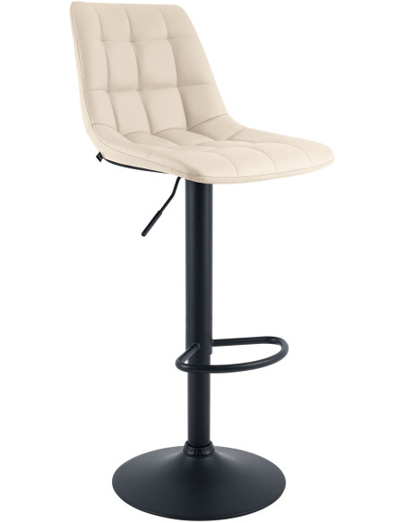 Tabouret de bar réglable en revêtement synthétique crème et métal noir 44 x 50 x 108 cm Lioran
