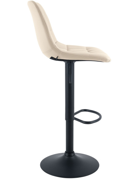 Tabouret de bar réglable en revêtement synthétique crème et métal noir 44 x 50 x 108 cm Lioran