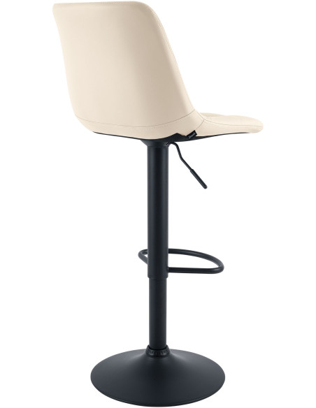 Tabouret de bar réglable en revêtement synthétique crème et métal noir 44 x 50 x 108 cm Lioran