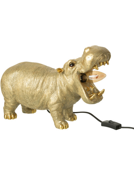 Lampe à poser hippopotame dorée en résine 37,5 x 15 x 25...