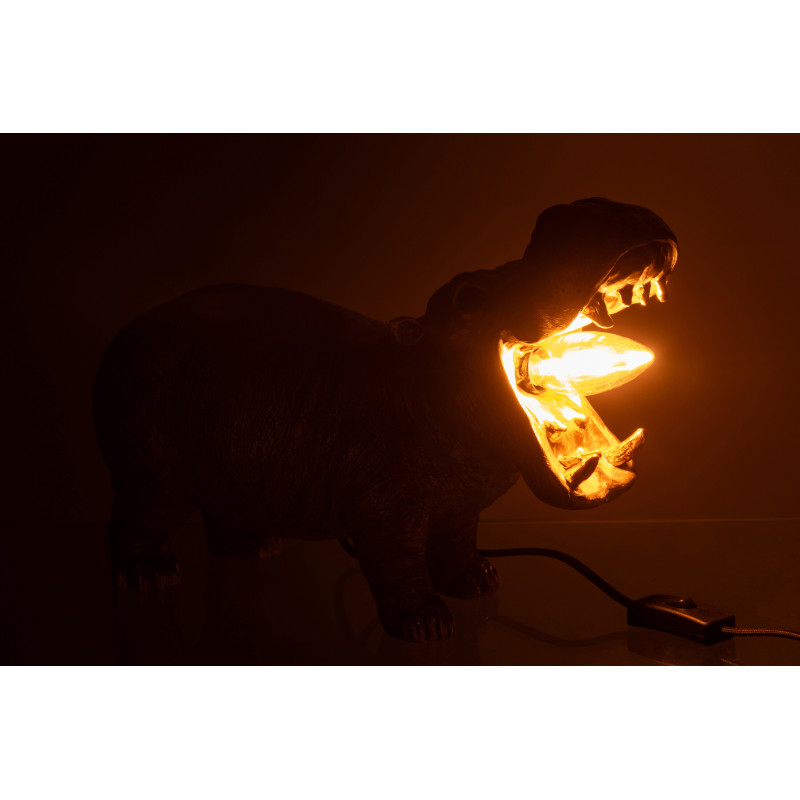 Lampe à poser hippopotame dorée en...
