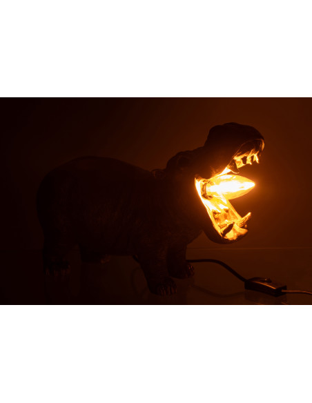Lampe à poser hippopotame dorée en résine 37,5 x 15 x 25 cm Nimba