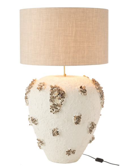 Lampe à poser en terre cuite blanche et marron avec abat-jour 60 x 60 x 105 cm Jilly