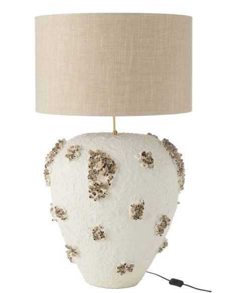 Lampe à poser en terre cuite blanche et marron avec abat-jour 60 x 60 x 105 cm Jilly