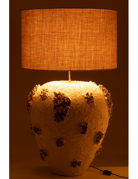 Lampe à poser en terre cuite blanche et marron avec abat-jour 60 x 60 x 105 cm Jilly