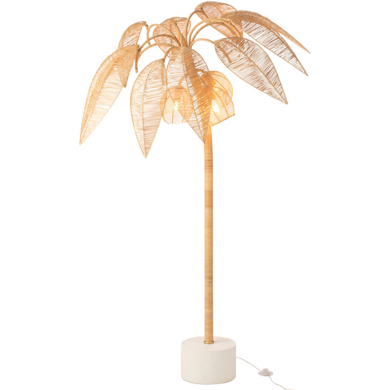 Lampadaire palmier naturel en rotin...