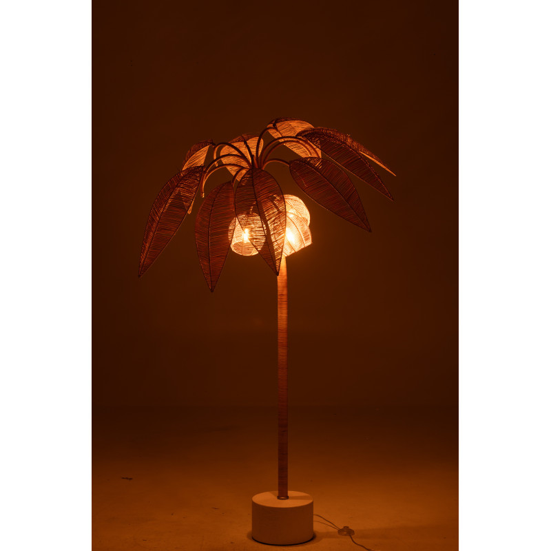 Lampadaire palmier naturel en rotin...
