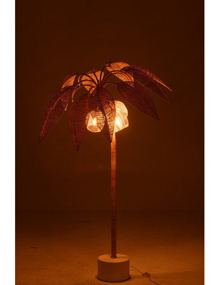 Lampadaire palmier naturel en rotin et métal 65 x 65 x 150 cm Palmora