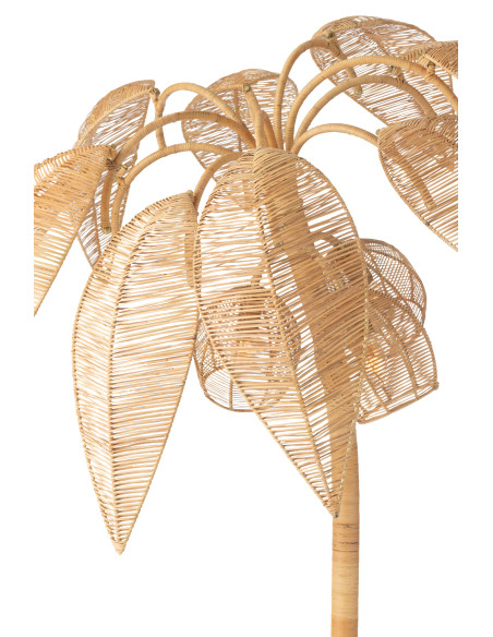Lampadaire palmier naturel en rotin et métal 65 x 65 x 150 cm Palmora