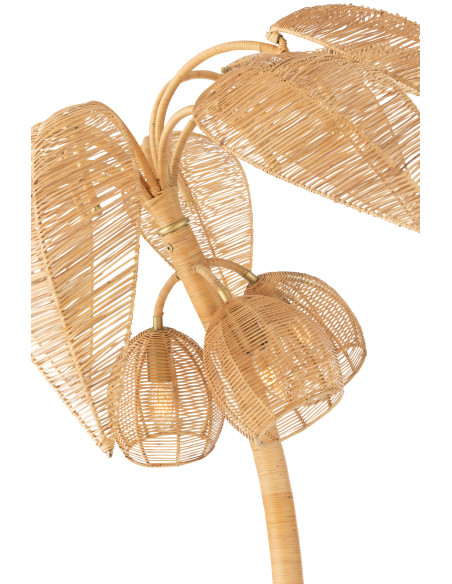 Lampadaire palmier naturel en rotin et métal 65 x 65 x 150 cm Palmora