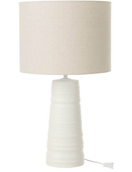 Lampe à poser blanche en céramique avec abat-jour tissu...