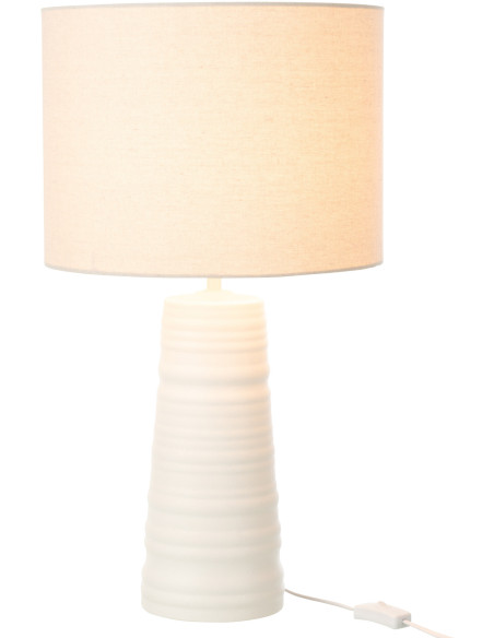 Lampe à poser blanche en céramique avec abat-jour tissu beige 35 x 35 x 63 cm Avelia