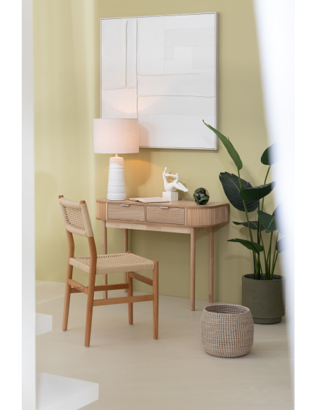 Lampe à poser blanche en céramique avec abat-jour tissu beige 35 x 35 x 63 cm Avelia